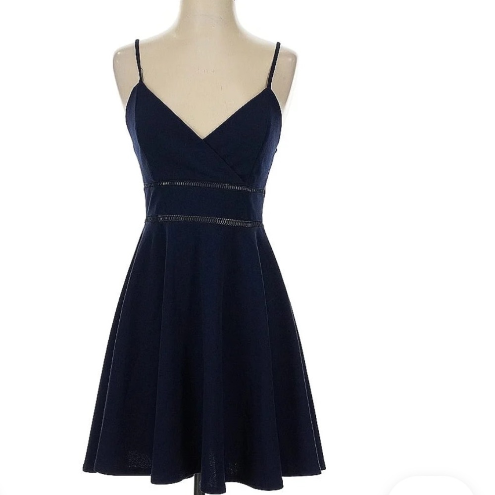 Jun & IVY Black Ladder Trim Fit & Flare Spaghetti Strap Mini Sundress Sz S